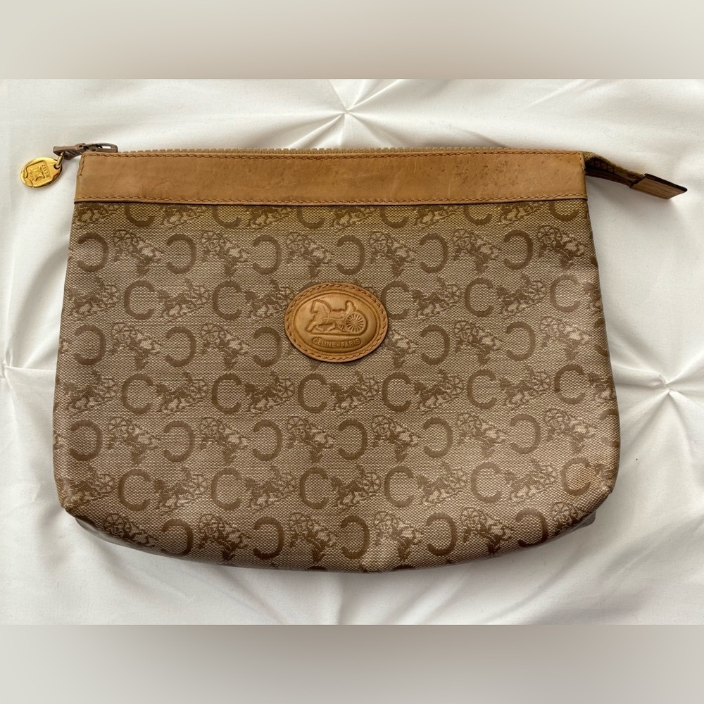 Celine Tan and Brown Patterned Pouch, GVC